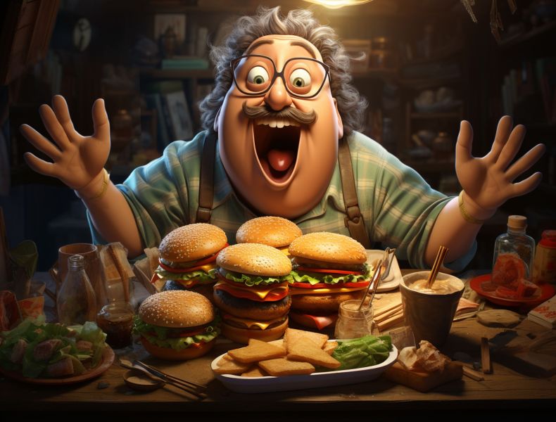 3d-delicious-burger-with-excited-man